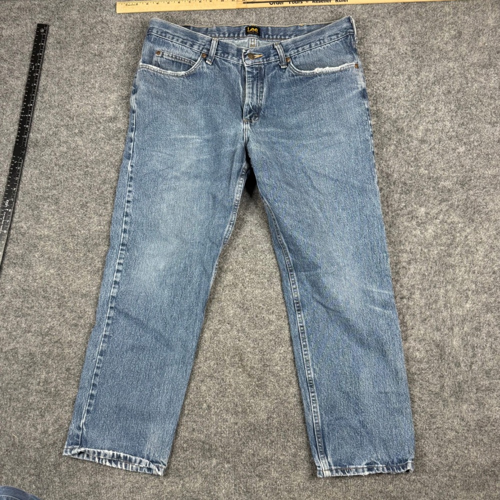 Lee Jeans Mens Size 38 Blue Regular Fit Straight Leg Cotton Denim Casual 24610